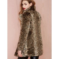 Leopard Straight Pocket Thick Mid-Length Overcoat