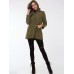 Hooded Rivet Decorated Detachable Lining with Belt Women's Overcoat