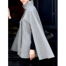 Faux Fur Collar Hidden Button Sleeveless Cape