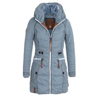 Zipper Stand Collar Pocket Plain Overcoat