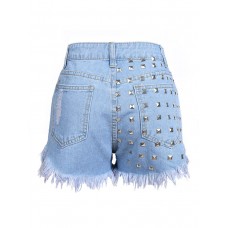 Rivet Hole Pocket Fringe Shorts Rivet Hole Pocket Fringe Shorts