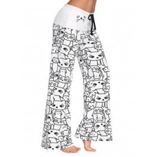 Blouson Print Wide Legs Women's Pants