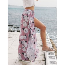 Floral Print Slit Women's Casual Pants Floral Print Slit Women's Casual Pants
