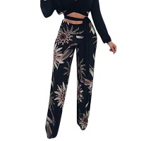 Floor Length Random Print Women's Casual Pants