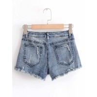 Retro Ripped Denim Women's Shorts