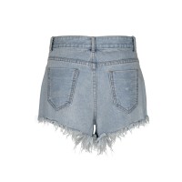 Hole Worn Slim Fit Women's Denim Shorts