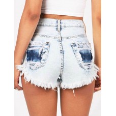 Hole Trimming Slim Women's Shorts