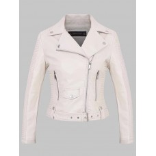 Plain Zipper Short Slim Fit Women's Jacket