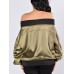 Chic Ruched Slash Neck Zipper Women's Jacket