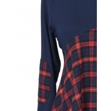 Irregual Plaid Print Stitching T-shirt