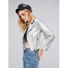 Punk Style Zipper Up Notch Neck Women's PU Jacket Punk Style Zipper Up Notch Neck Women's PU Jacket