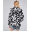 Zebra-Stripe Hooded Slim Fit Women's Jacket