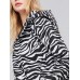 Zebra-Stripe Hooded Slim Fit Women's Jacket