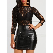 Lace Patchwork See-through Women's Romper