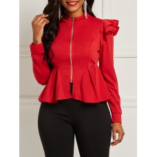 Flounced Sleeves Frill Hem Design Jacket