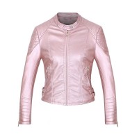 Zipper Slim PU Short Long Sleeves Jackets