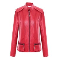 Plain PU Zipper Casual Jackets