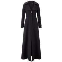 Slim Lapel Plain Long Coat