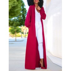 Plain V-Neck Lantern Sleeve Trench Coat Plain V-Neck Lantern Sleeve Trench Coat
